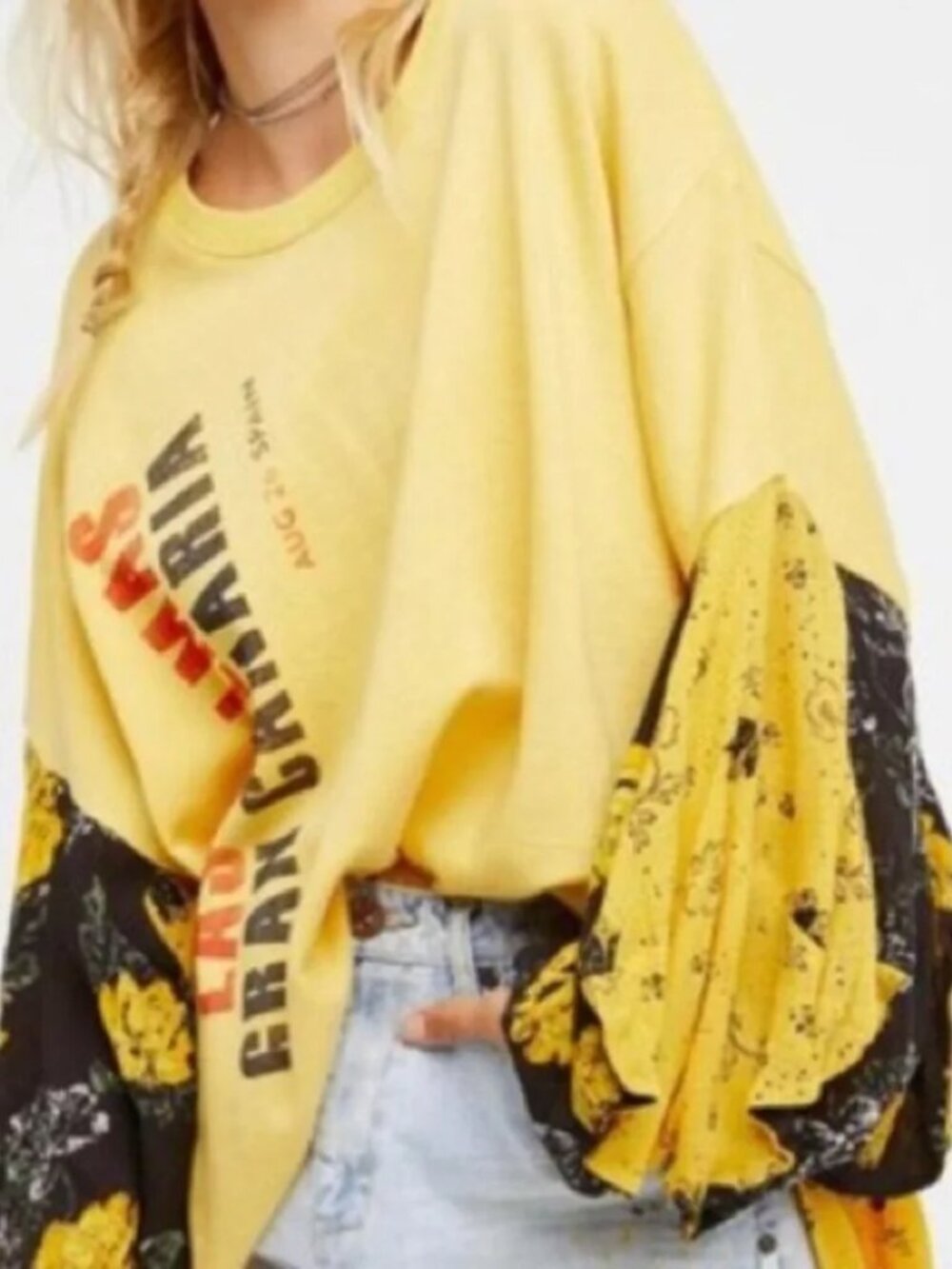 Free People Yellow Sunkissed Pullover Las Palmas XS
